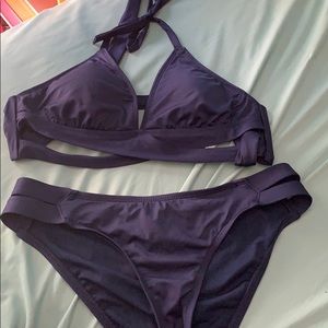 navy blue wrap around mossimo bikini set
